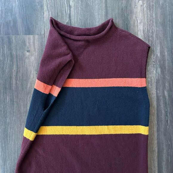 Loft Sleeveless Sweater Pullover Striped Mock Neck Poncho Vest Women's Sz Small - Picture 3 of 6